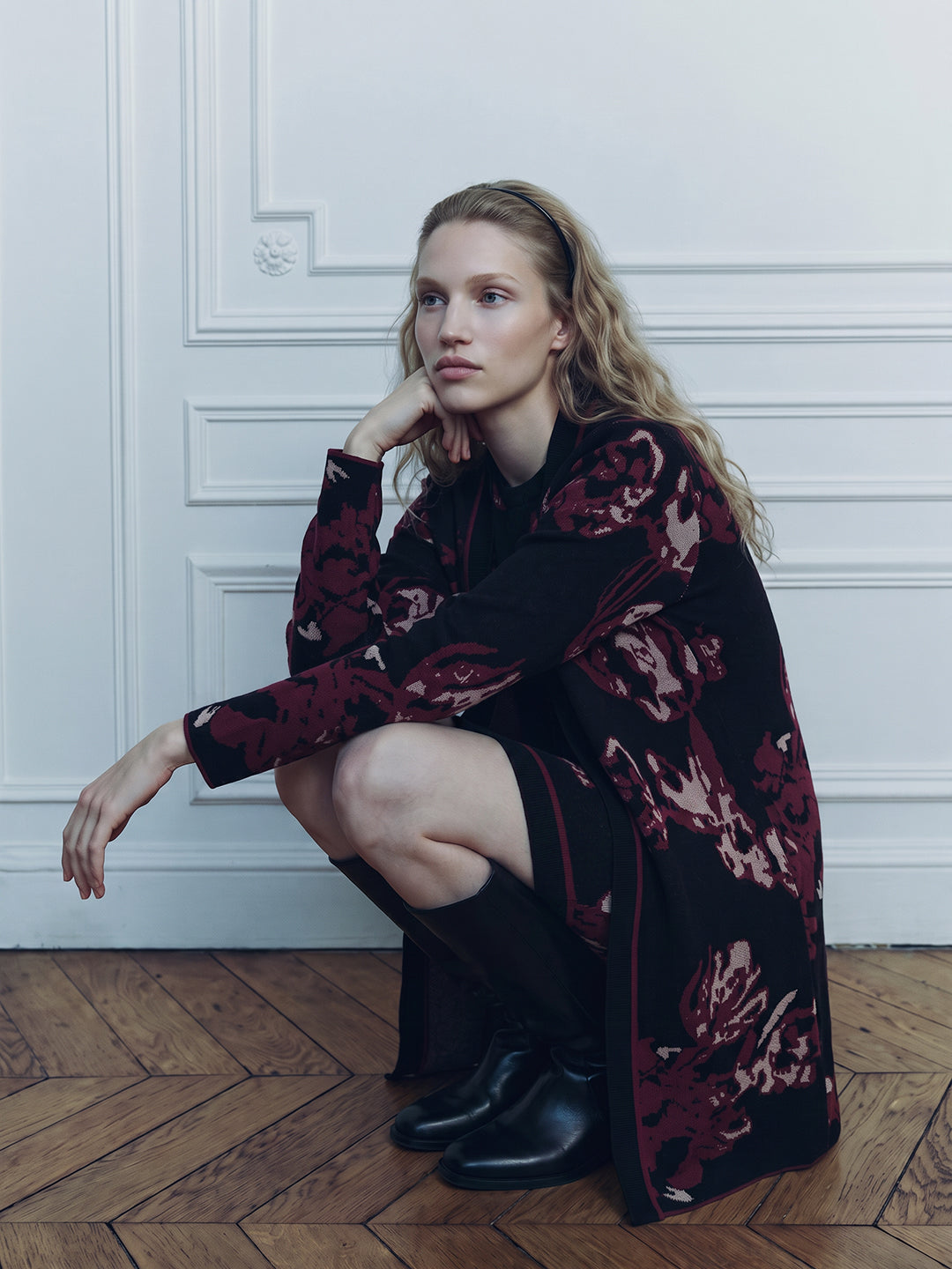 Floral Knit Longline Cardigan