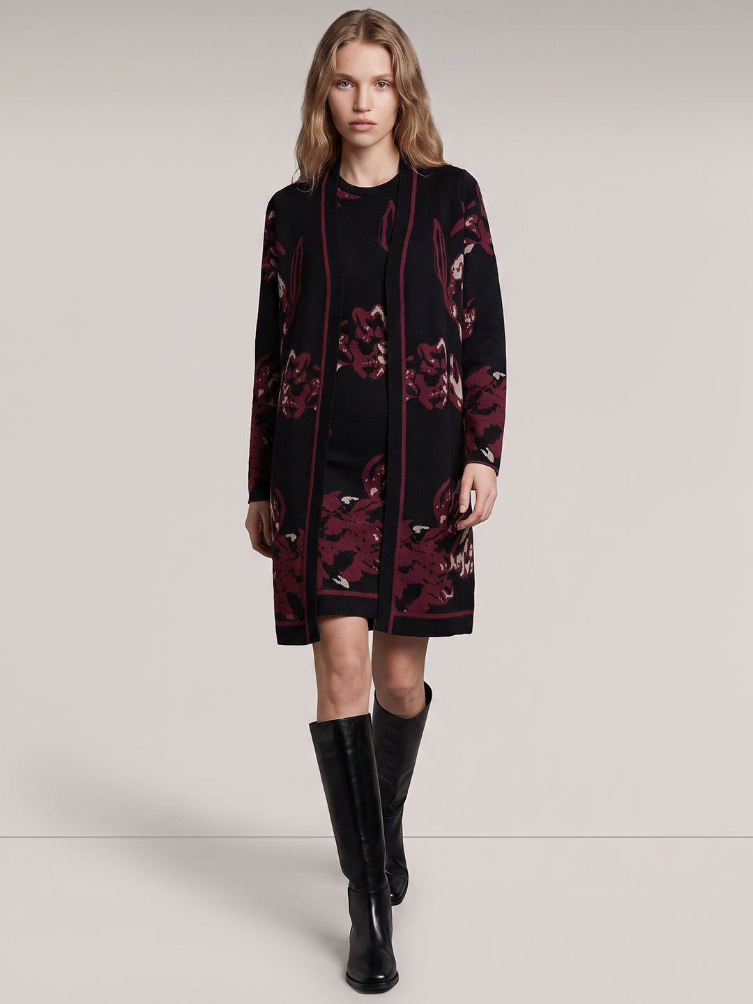Floral Knit Longline Cardigan
