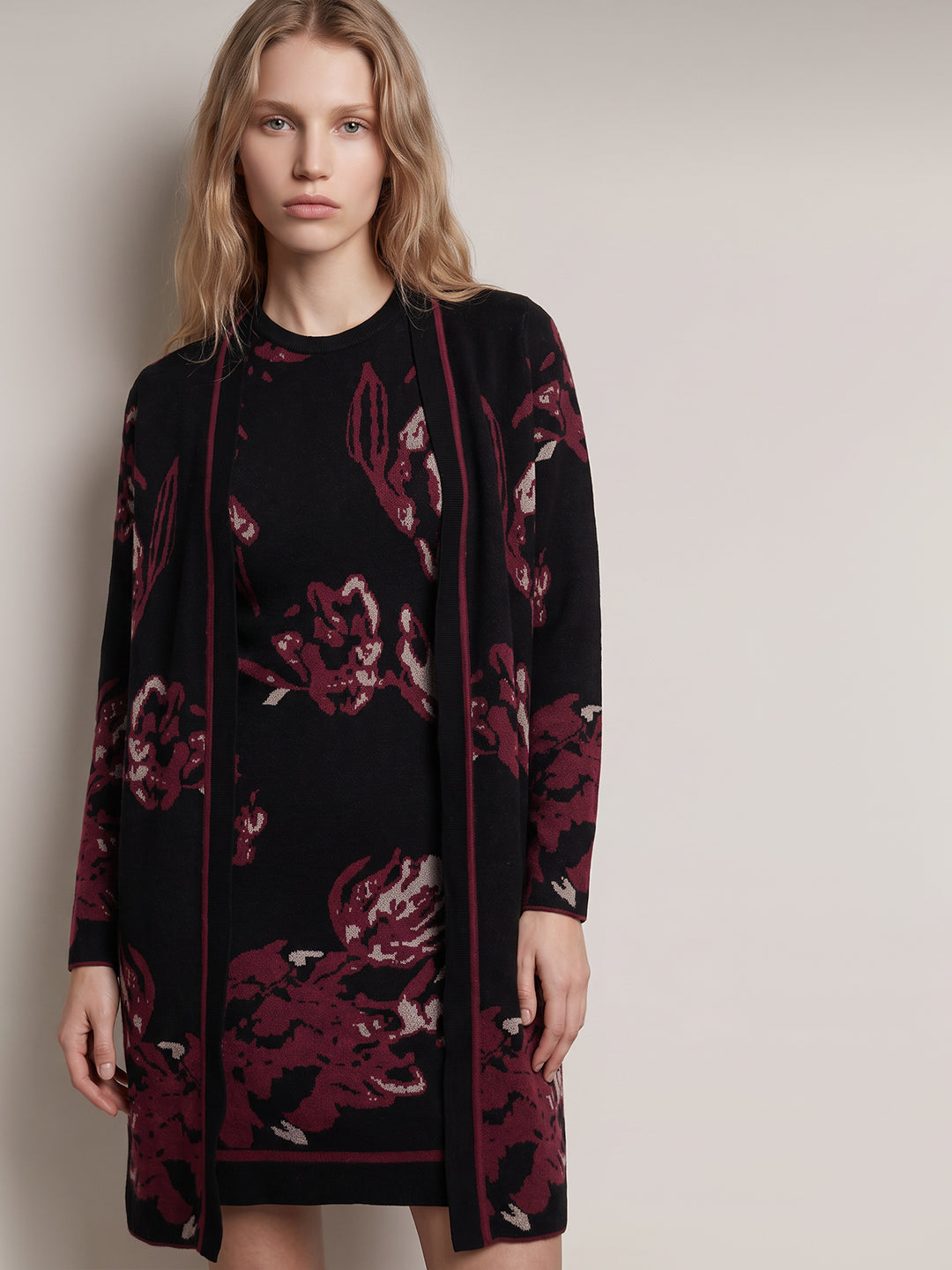 Floral Knit Longline Cardigan