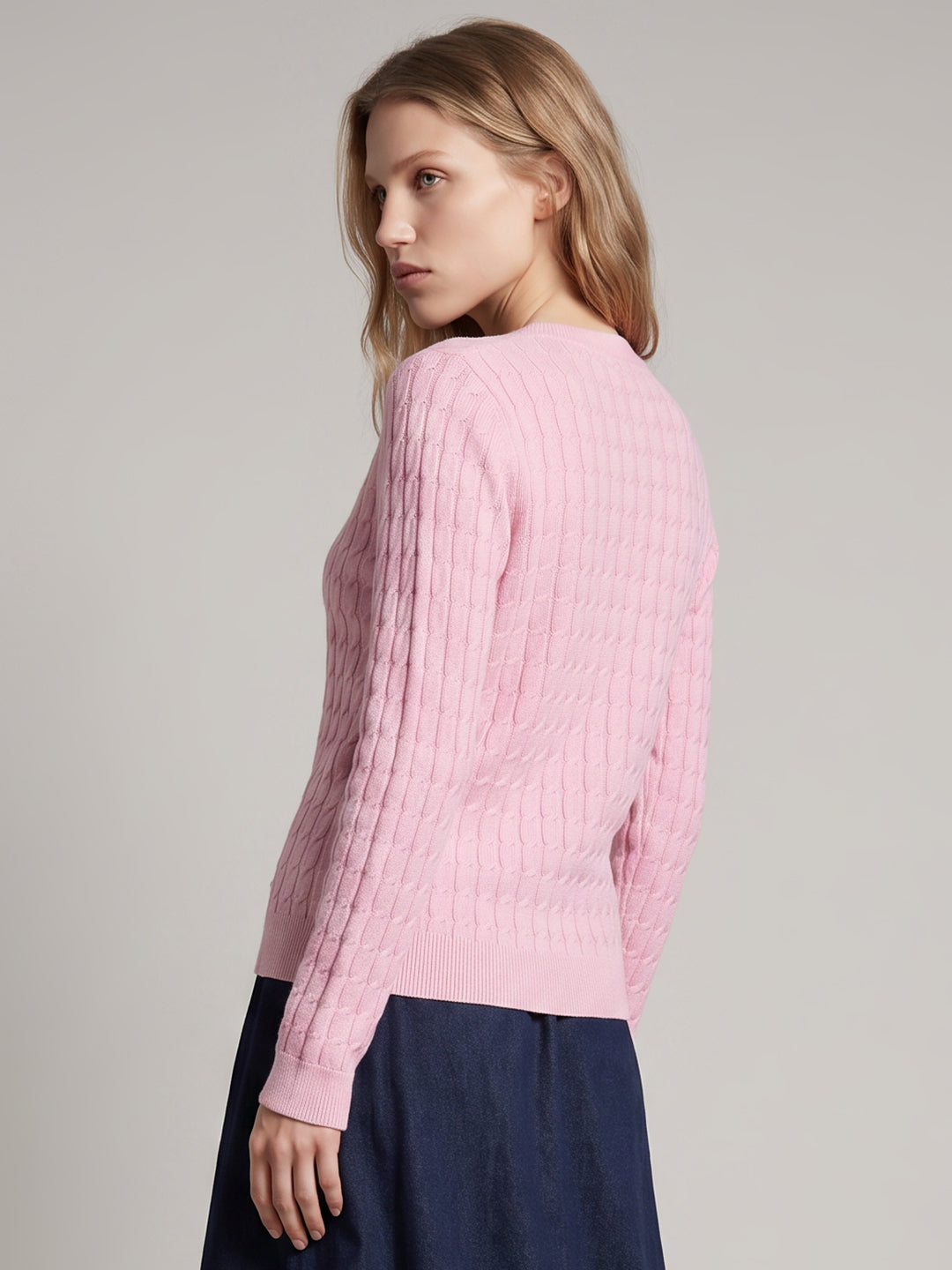 Pink Cable Knit Cardigan