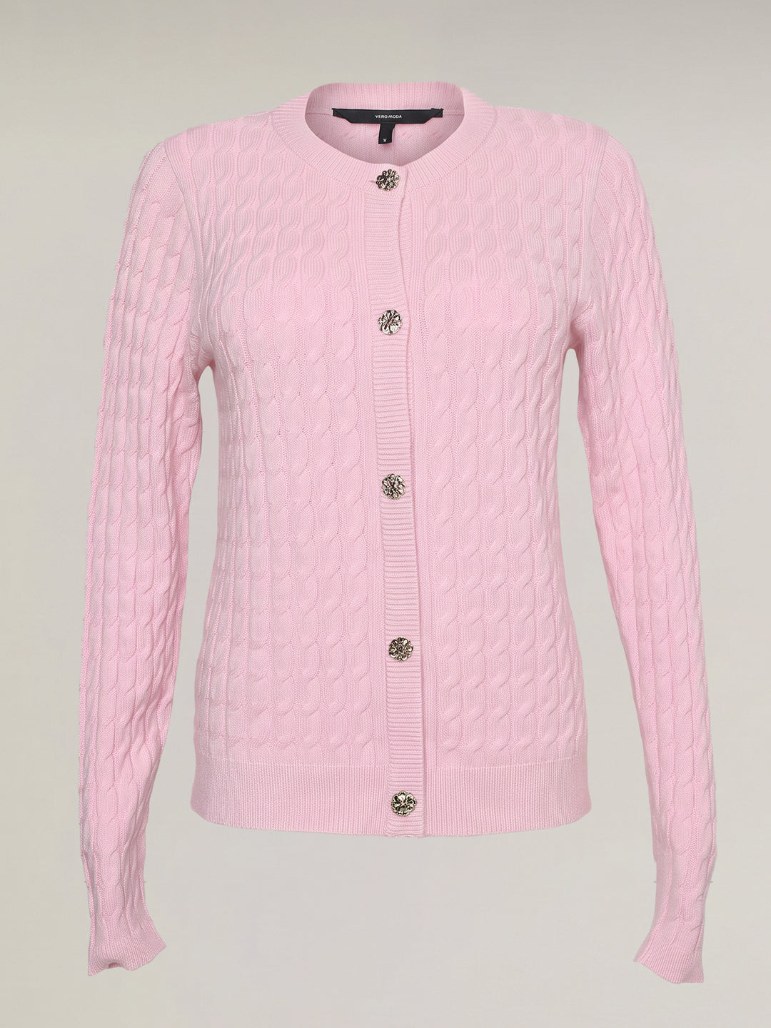 Pink Cable Knit Cardigan