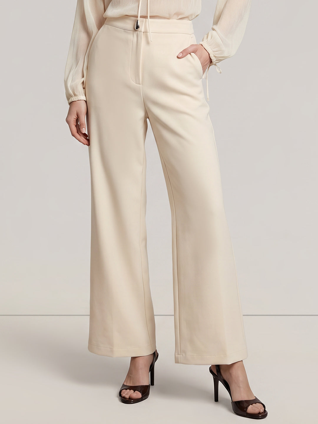 Beige Tailored Trousers