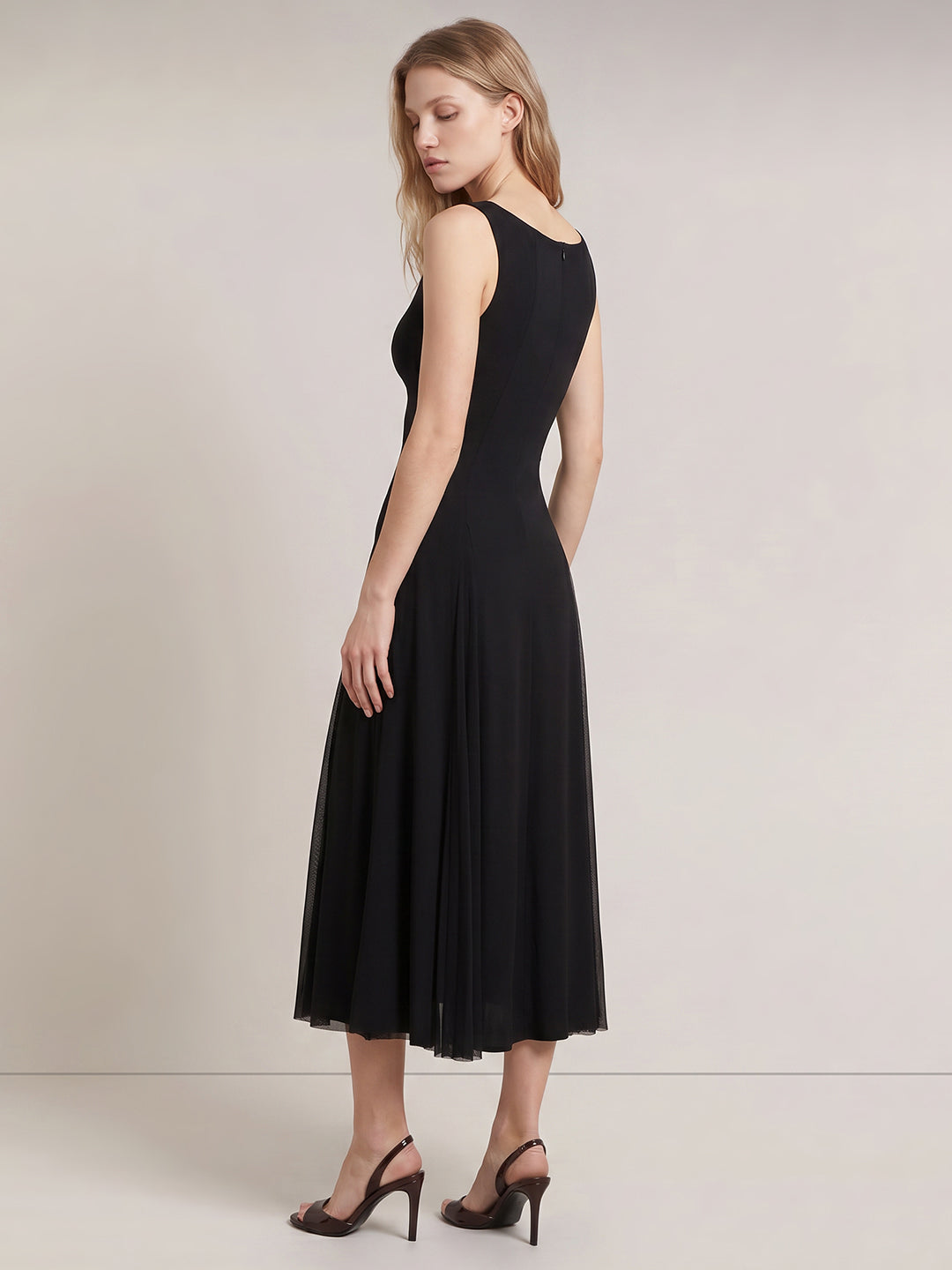 Black Sleeveless Midi Dress