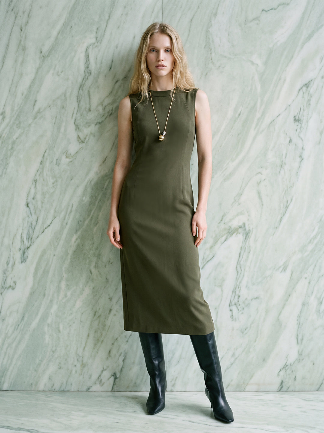 Olive Green Tailored Dress