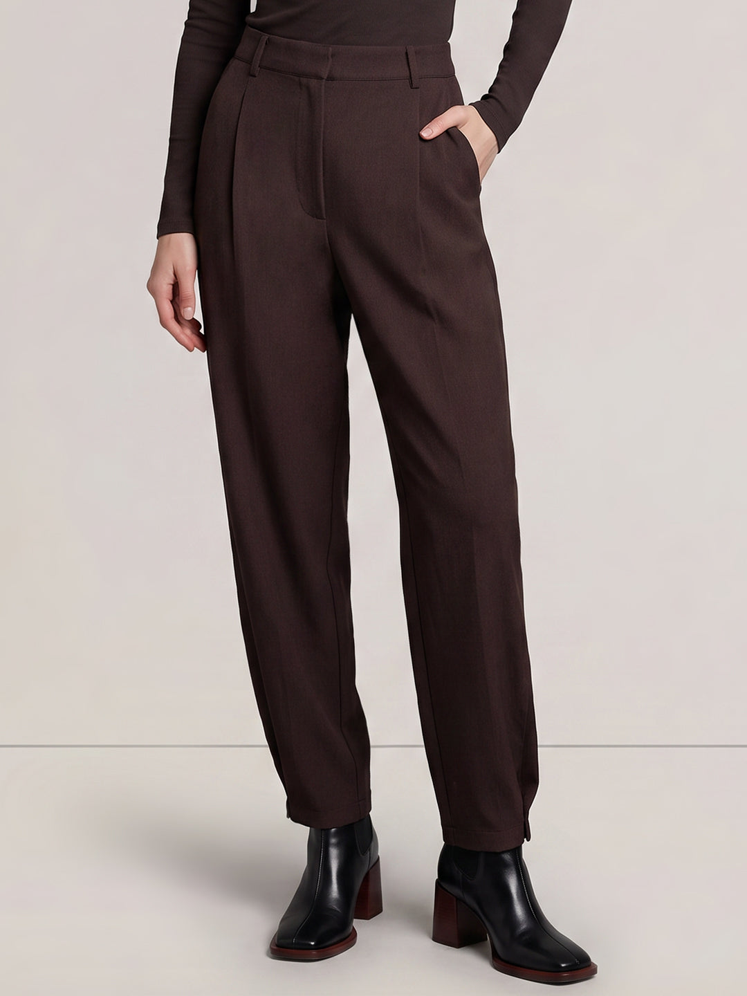 Dark Brown Barrel Fit Pants