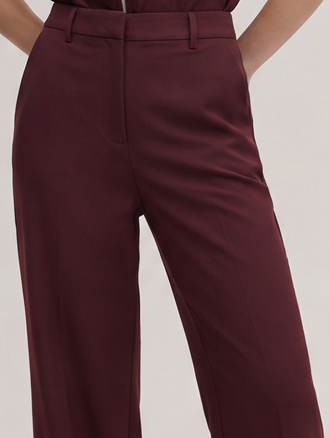 Burgundy Wide Leg Pants