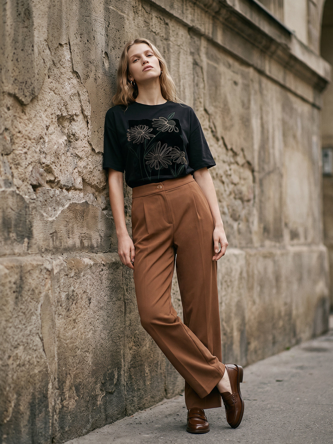 Brown High Rise Tailored Pants
