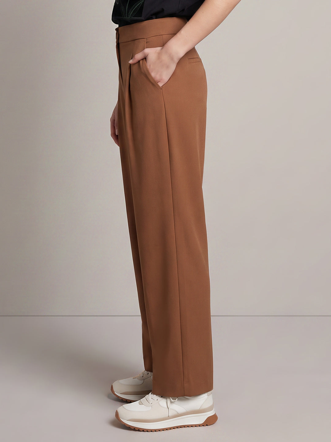 Brown High Rise Tailored Pants