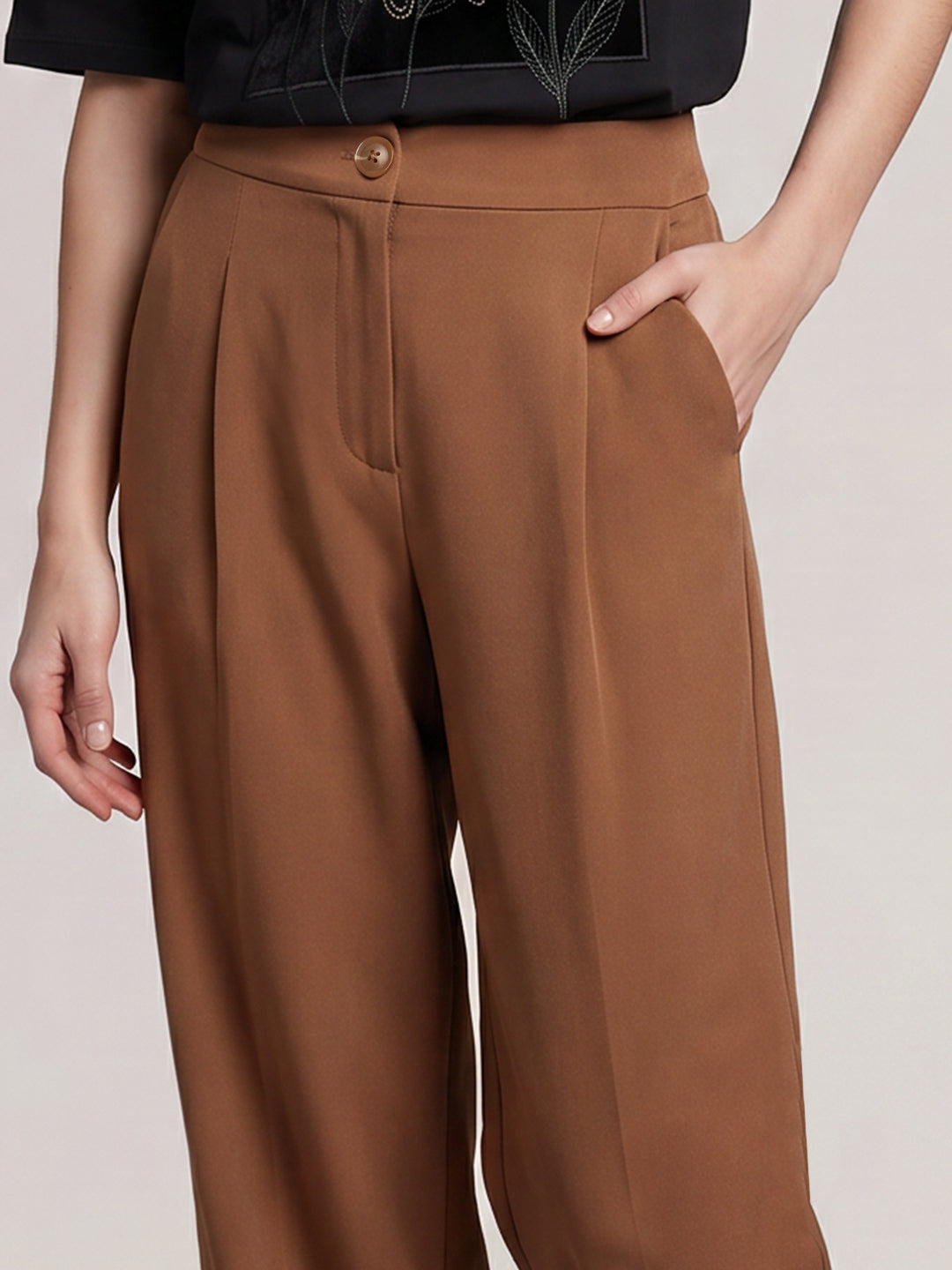 Brown High Rise Tailored Pants