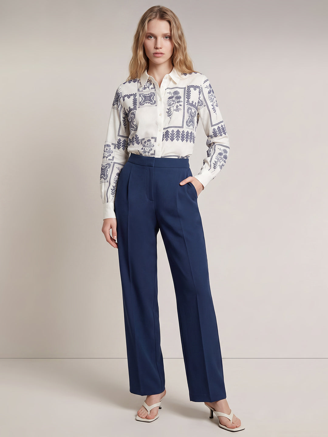 Dark Blue Tailored Pants