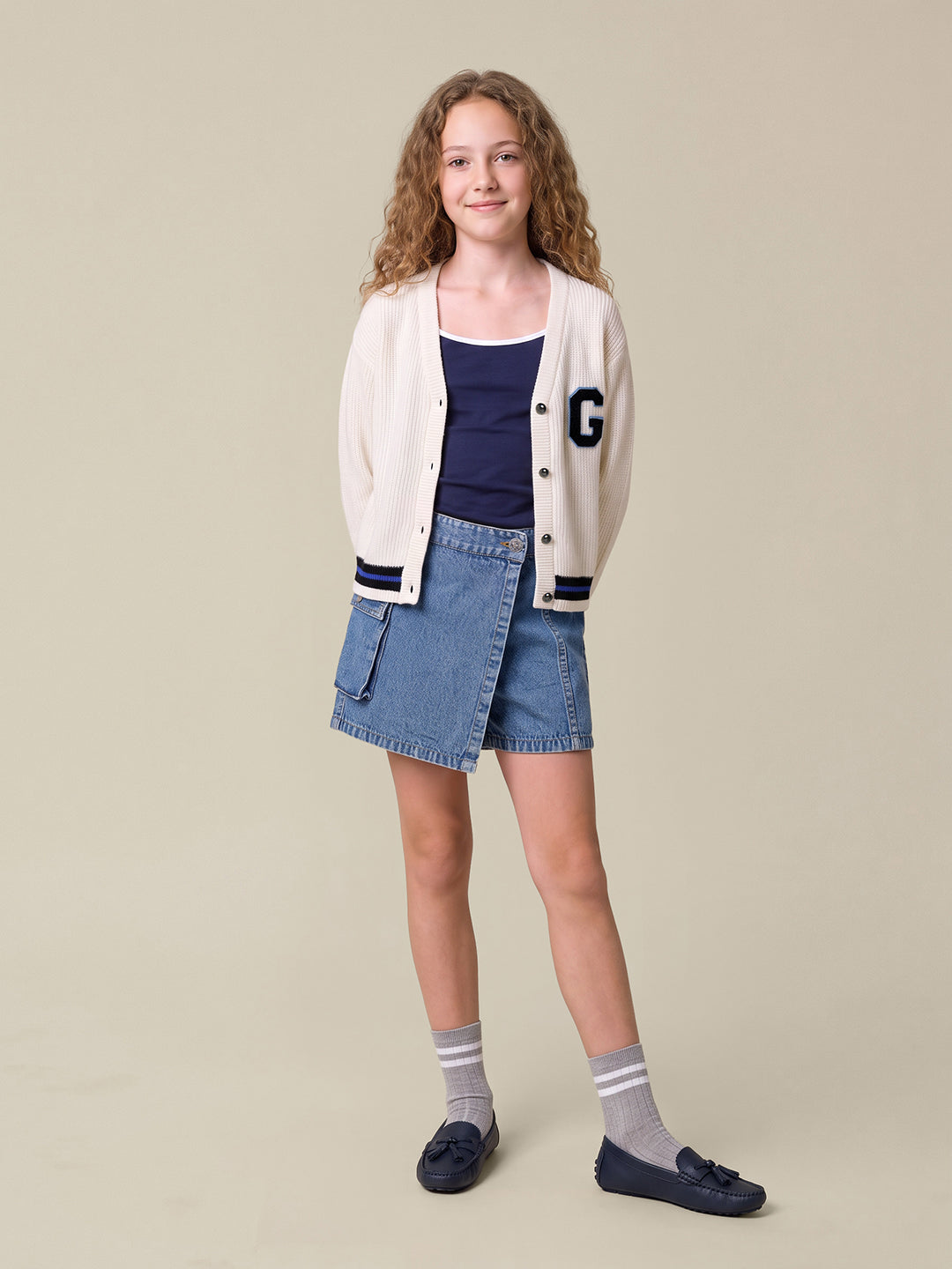 GIRLS White Knit Cardigan