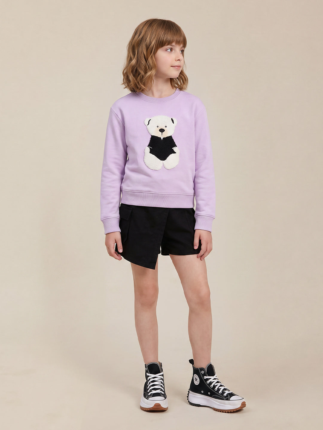 GIRLS Lilac Printed Sweatshirt
