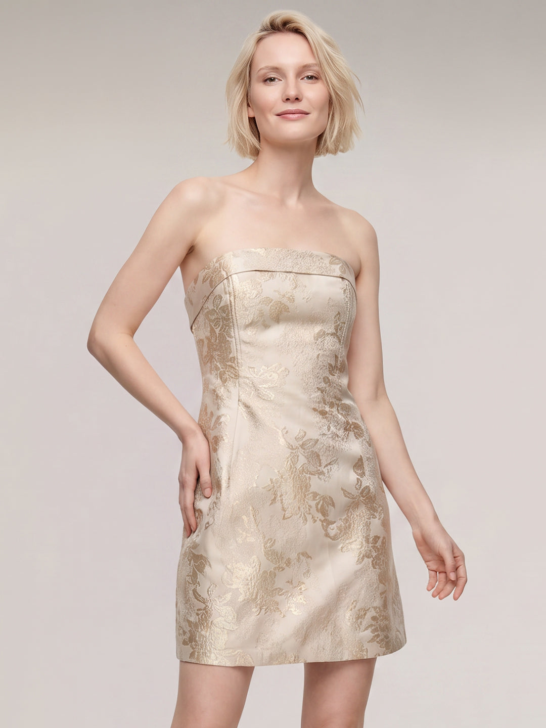Strapless Jacquard Mini Dress