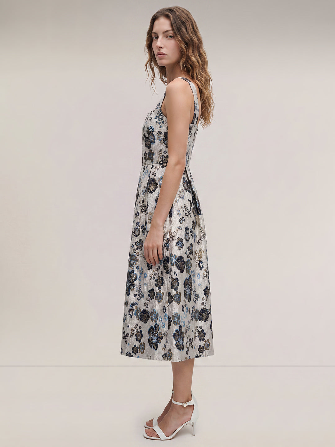 Floral Jacquard Midi Dress