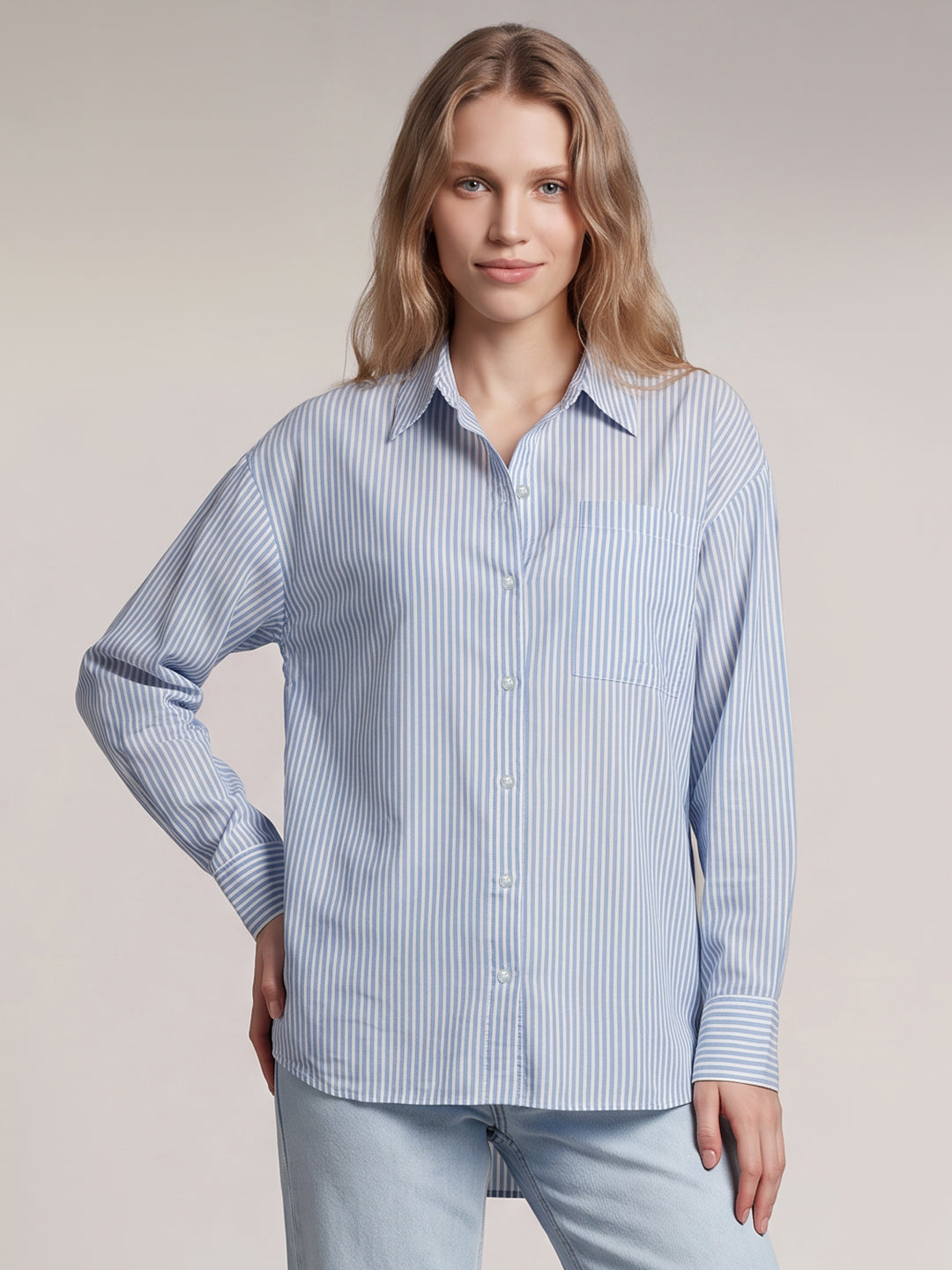 Linen Blend Striped Shirt