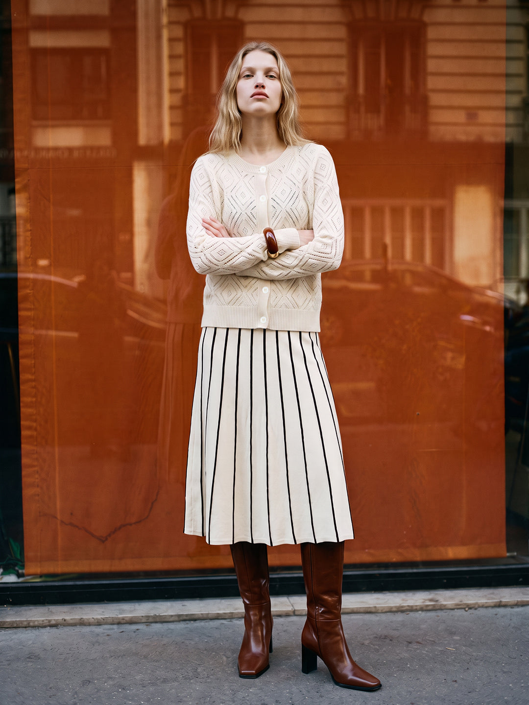 Pointelle Knit Cardigan