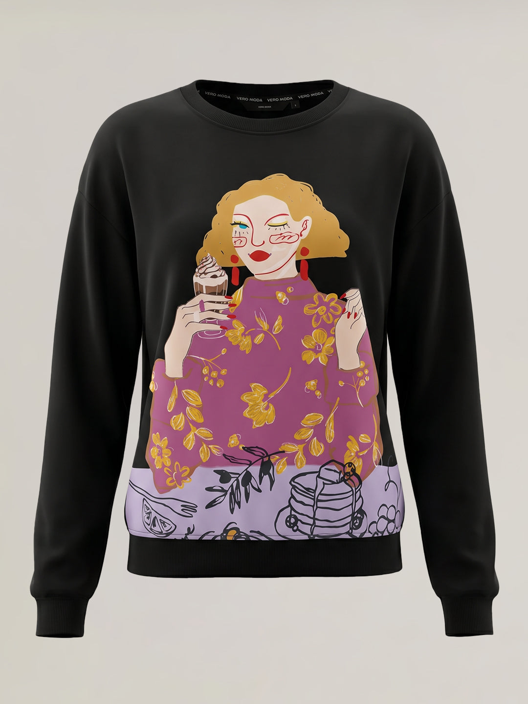 Black Printed Sweatshirt
