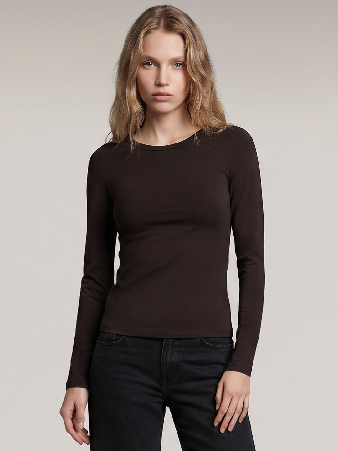 Brown Long Sleeve Top