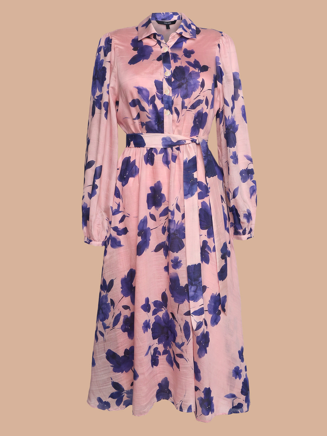 Pink Floral Midi Dress