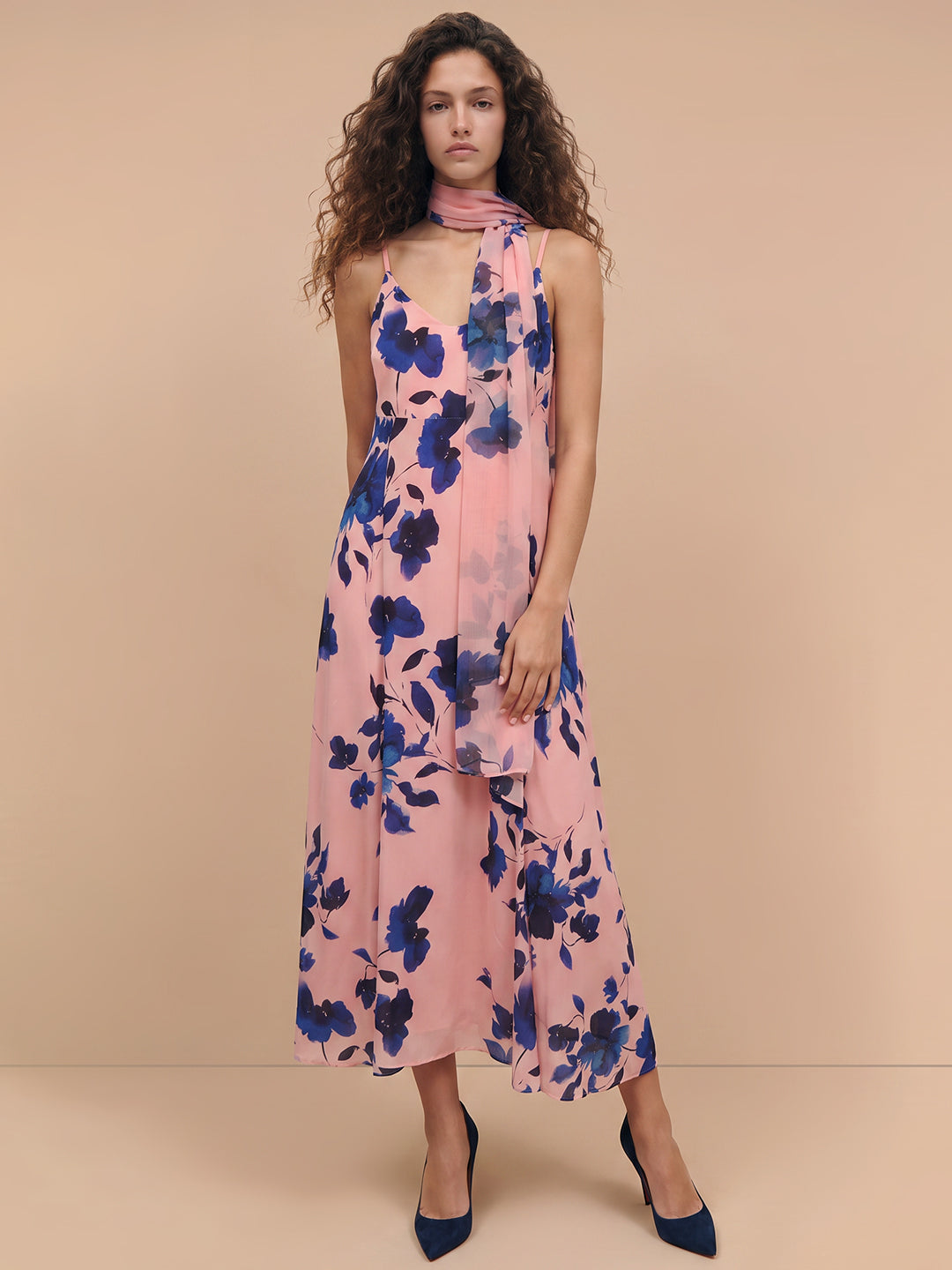 Pink Floral Scarf Dress