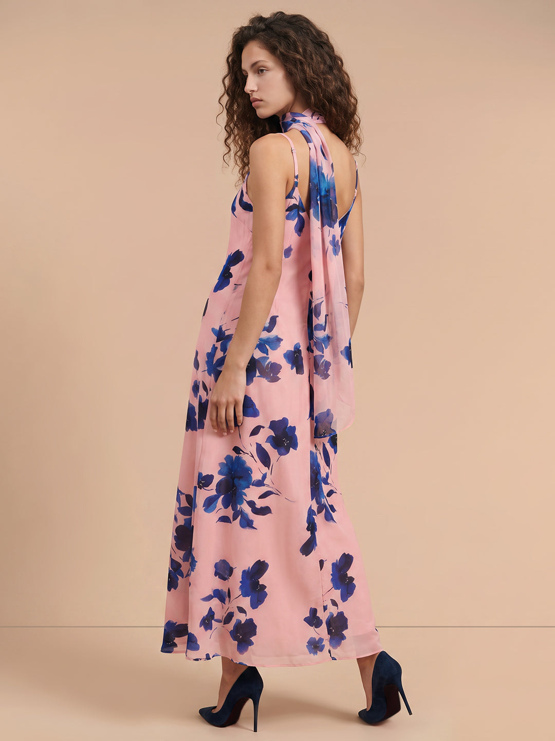 Pink Floral Scarf Dress