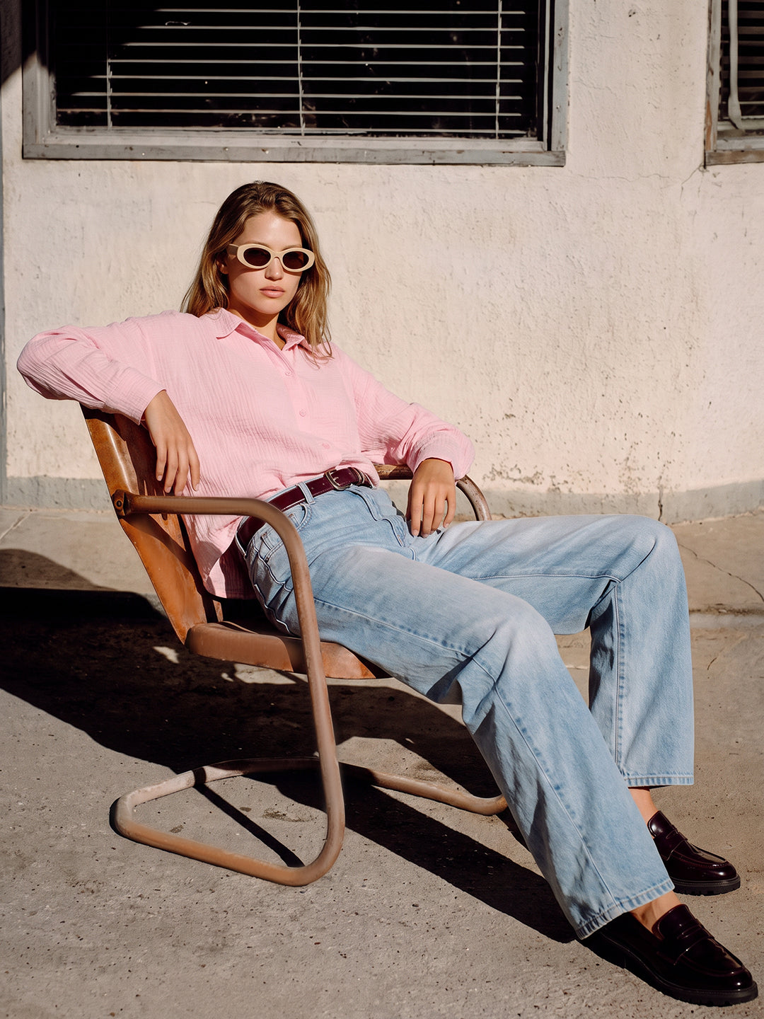 Light Pink Cropped Shirt
