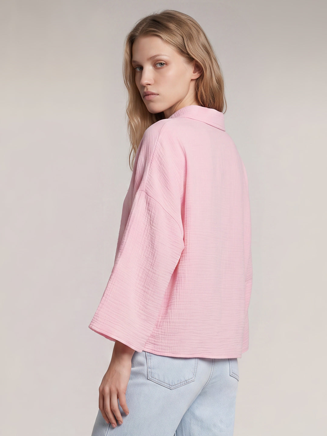 Light Pink Cropped Shirt