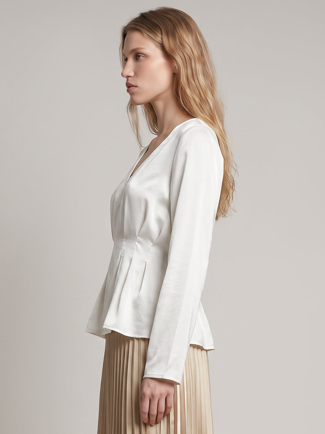 White V-Neck Top