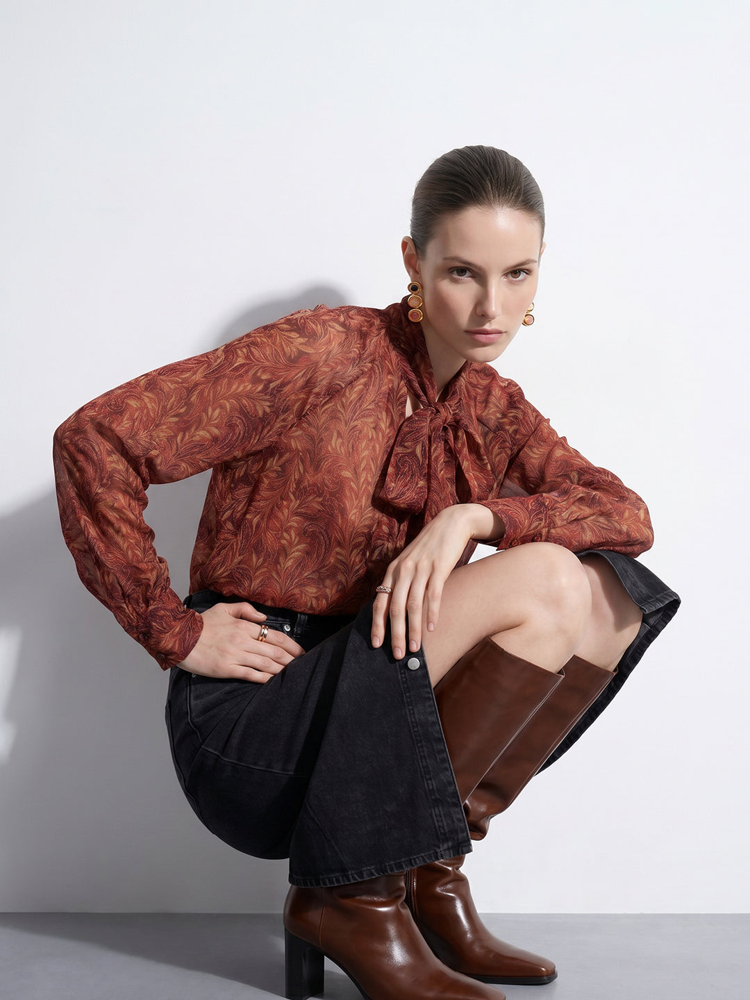 Printed V-Neck Top