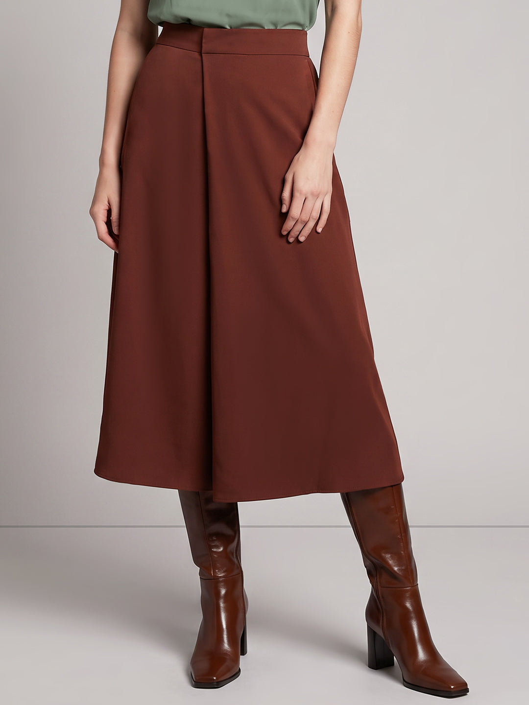 Dark Brown Mid Rise Culottes
