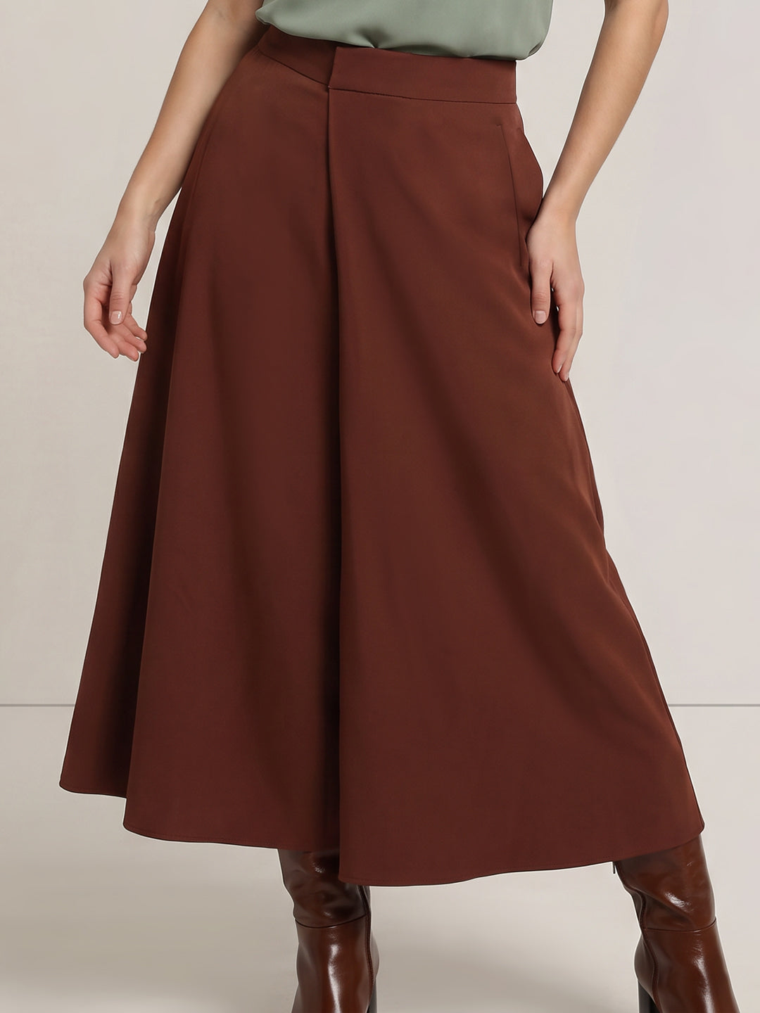 Dark Brown Mid Rise Culottes