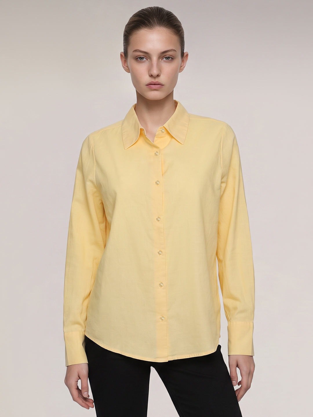 Yellow Linen Blend Shirt