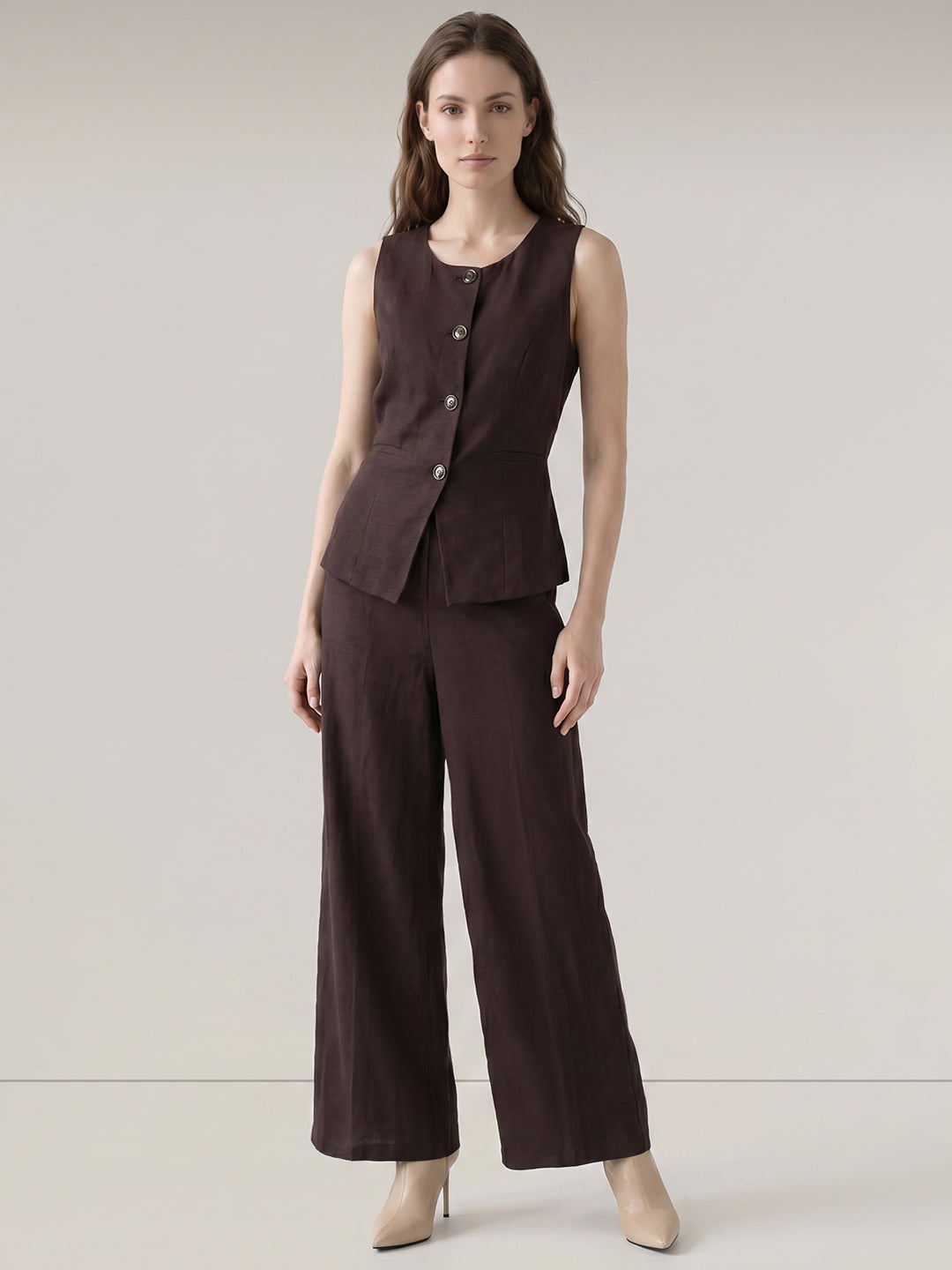 Brown Sleeveless Jumpsuit