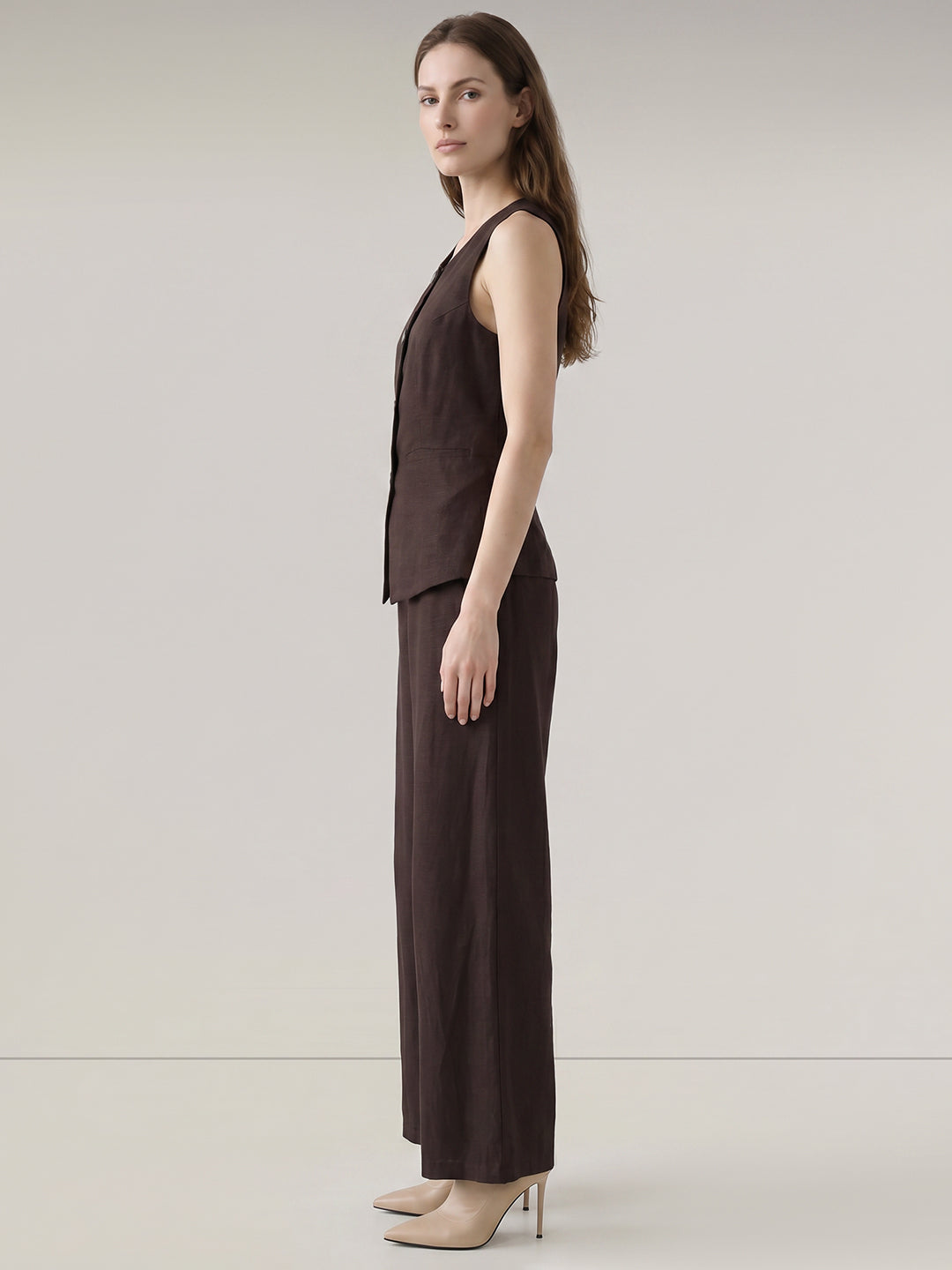 Brown Sleeveless Jumpsuit