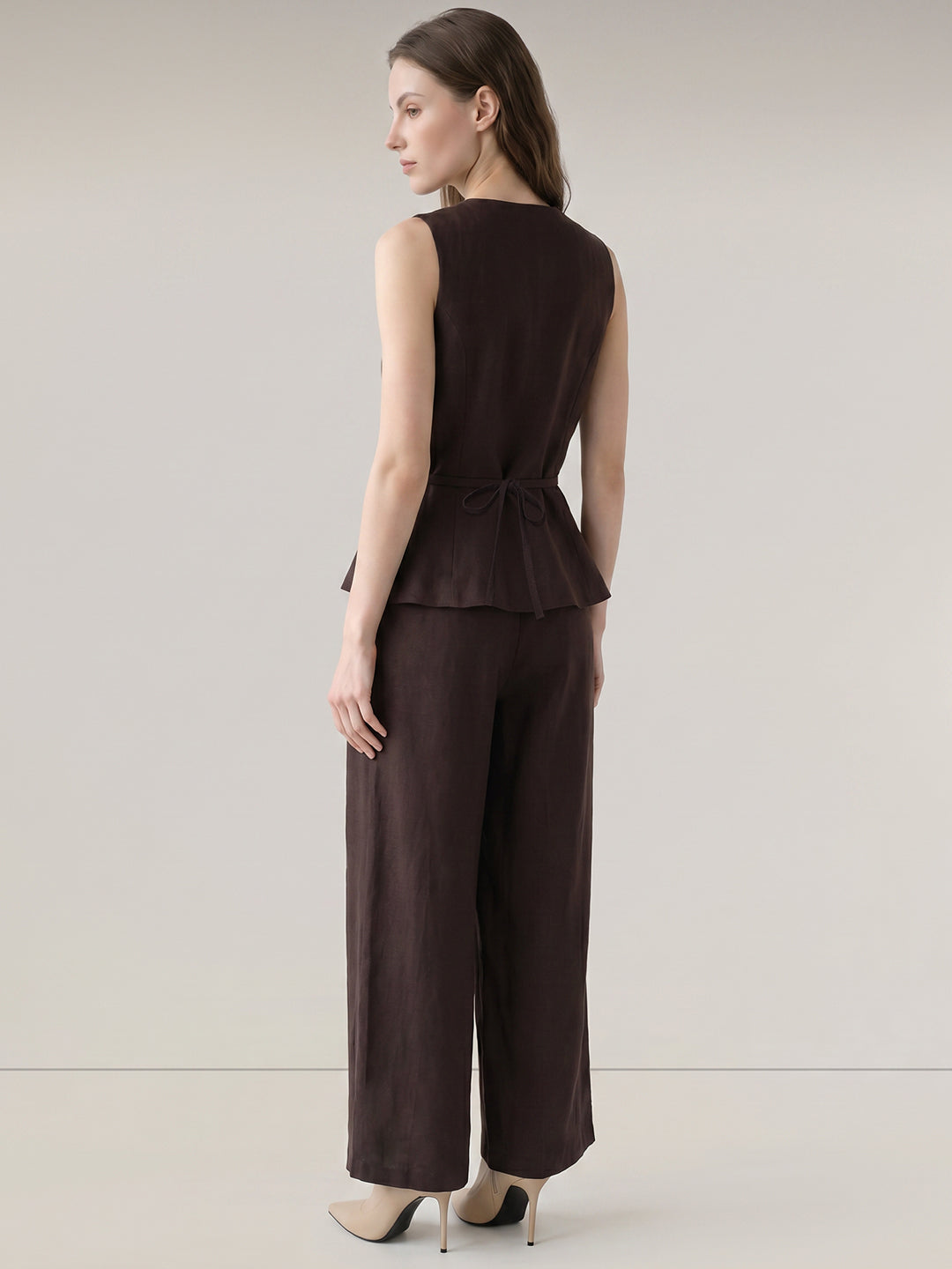 Brown Sleeveless Jumpsuit