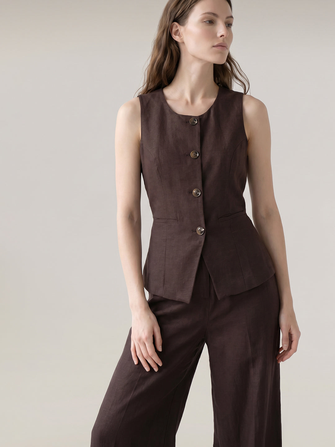 Brown Sleeveless Jumpsuit