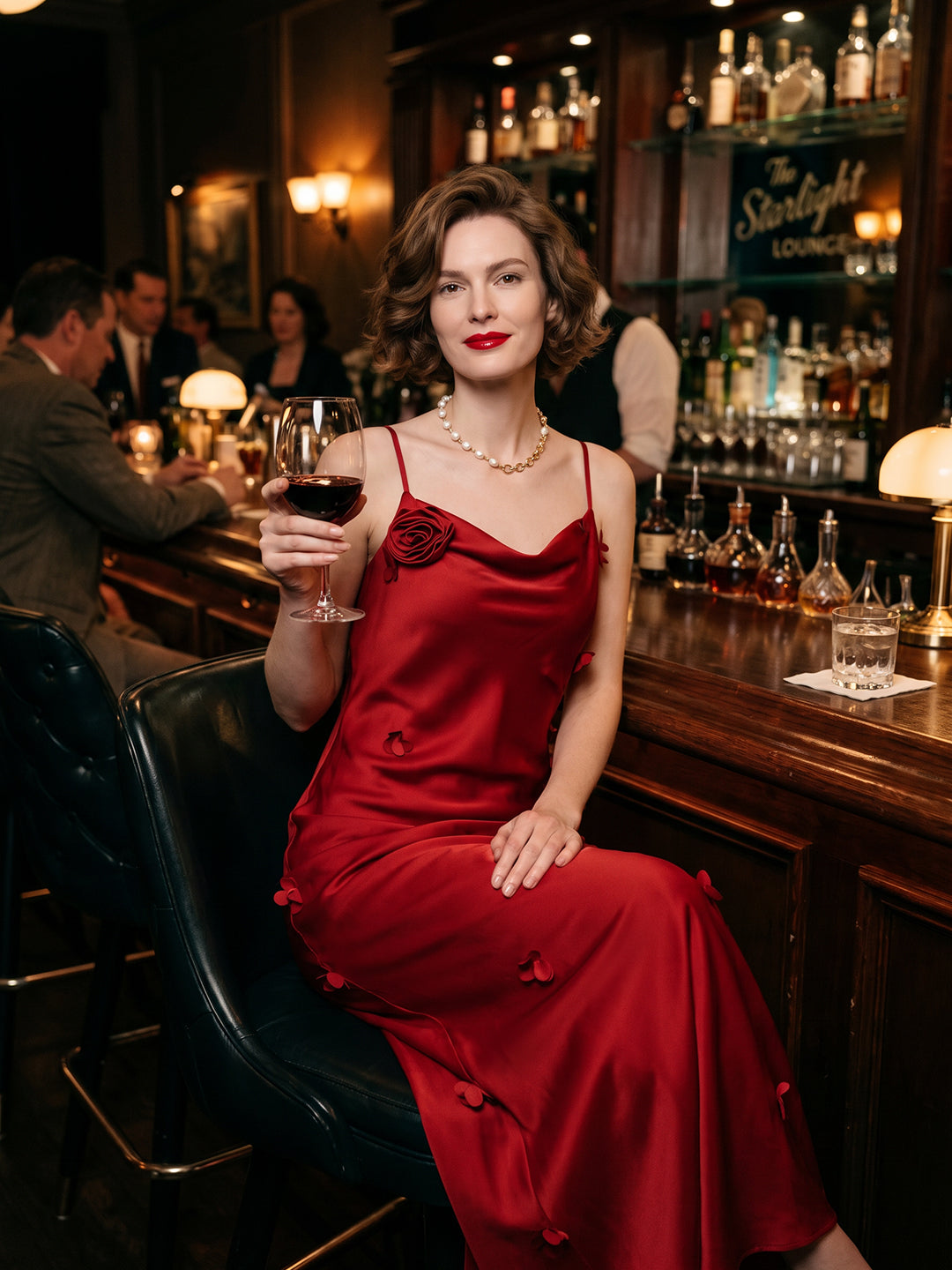 VERO MODA X Marilyn Monroe Red Satin Slip Dress
