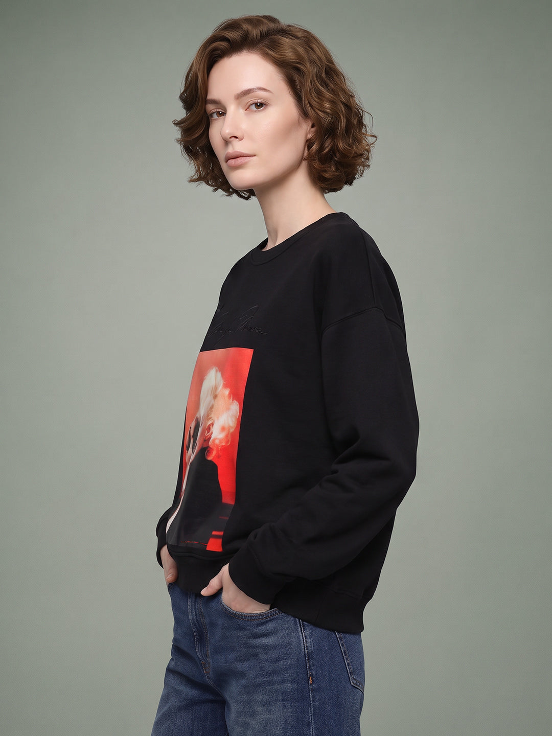 VERO MODA X Marilyn Monroe Black Printed Sweatshirt