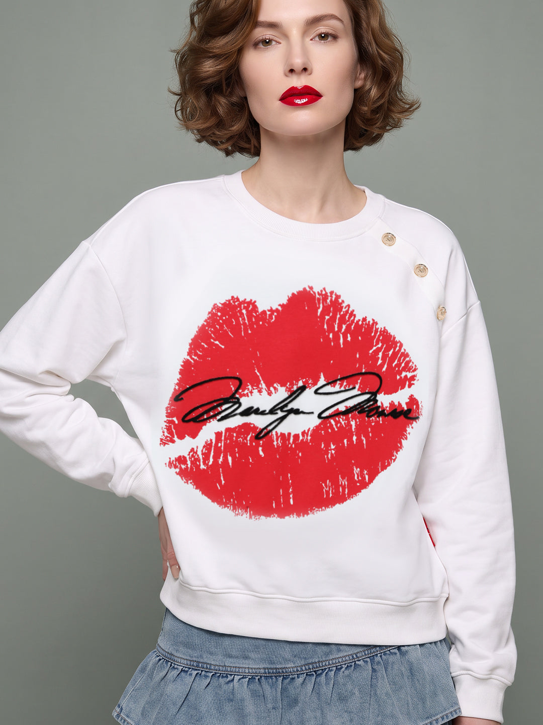 VERO MODA X Marilyn Monroe Full Sleeves Printed Sweatshirt