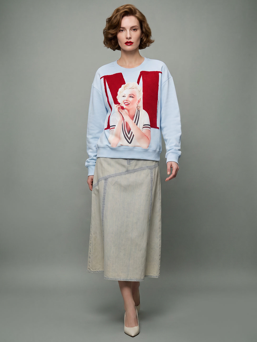 VERO MODA X Marilyn Monroe Blue Printed Sweatshirt
