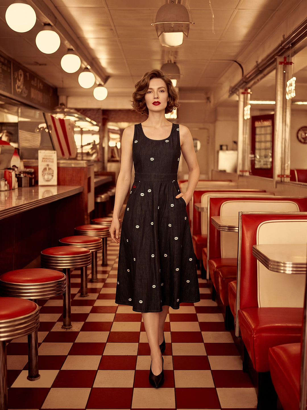 VERO MODA X Marilyn Monroe Printed Denim Dress