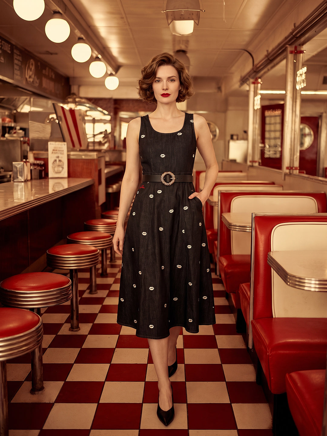 VERO MODA X Marilyn Monroe Printed Denim Dress