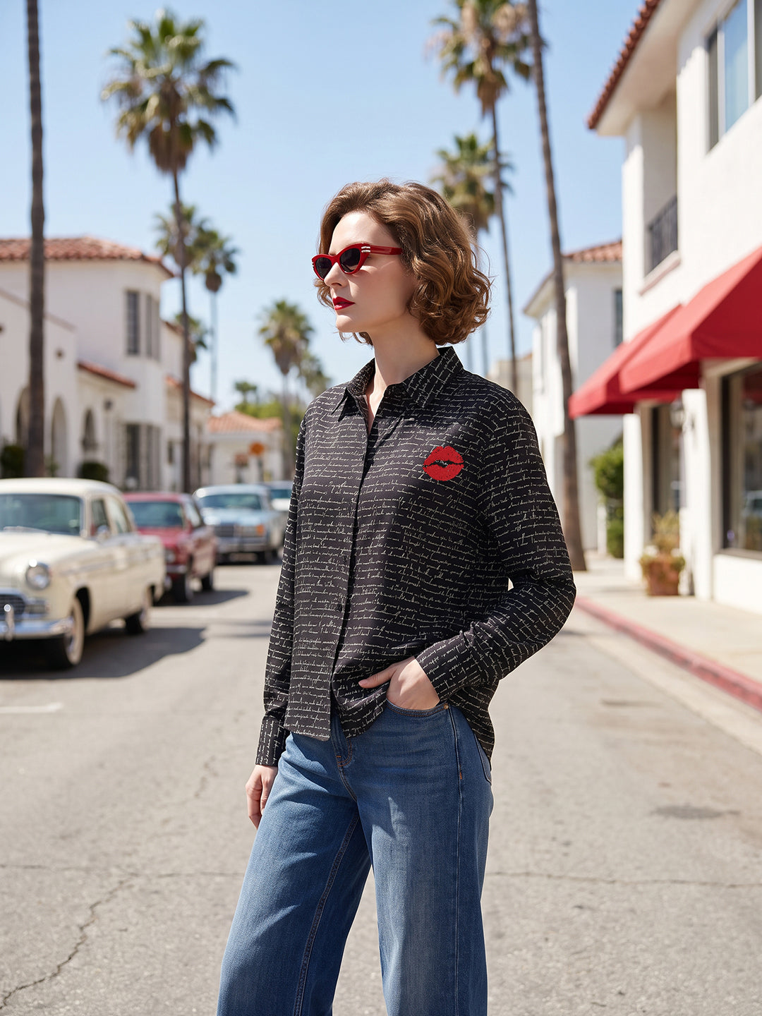 VERO MODA X Marilyn Monroe Black Printed Shirt