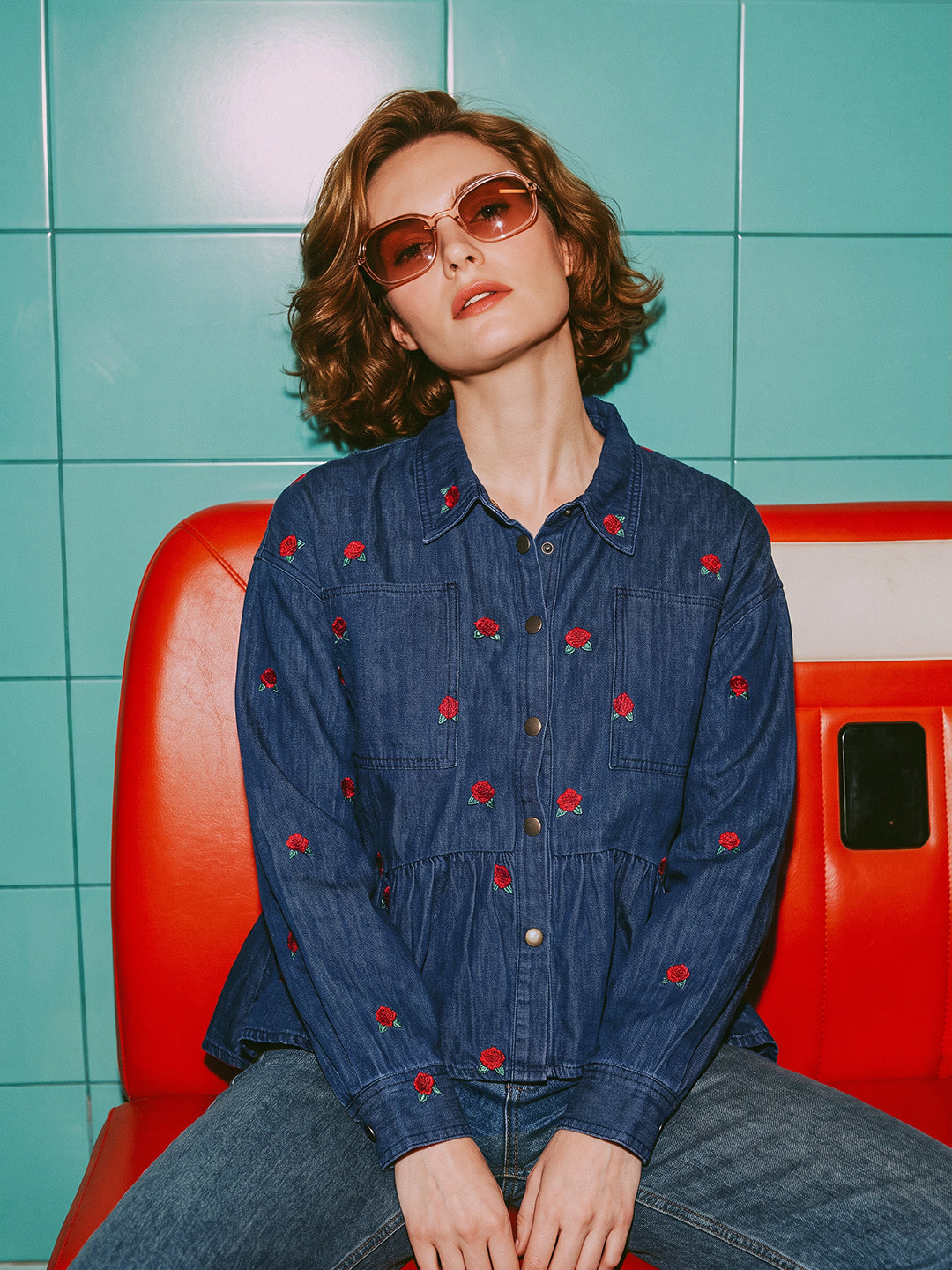 VERO MODA X Marilyn Monroe Printed Denim Shirt