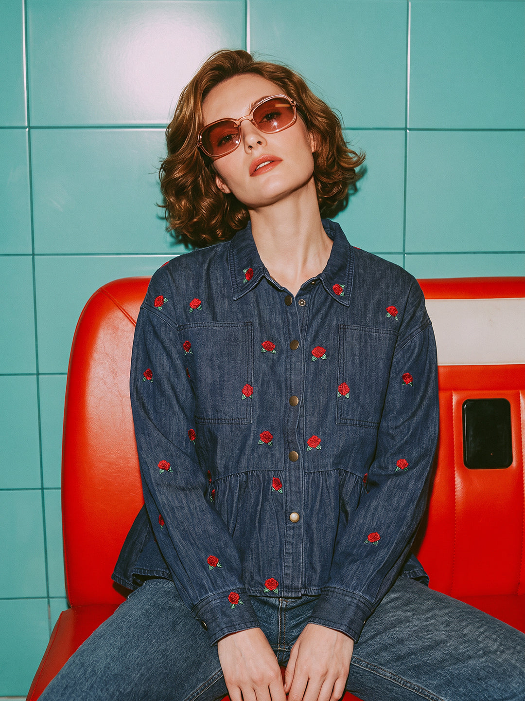 VERO MODA X Marilyn Monroe Printed Denim Shirt