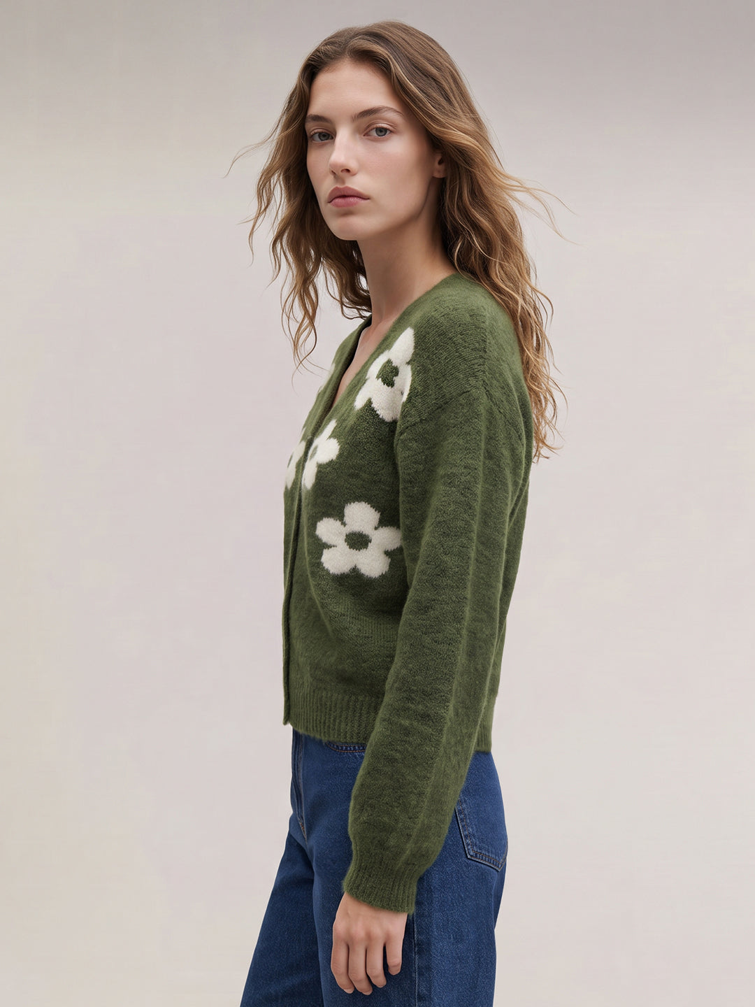 Green Floral Cardigan