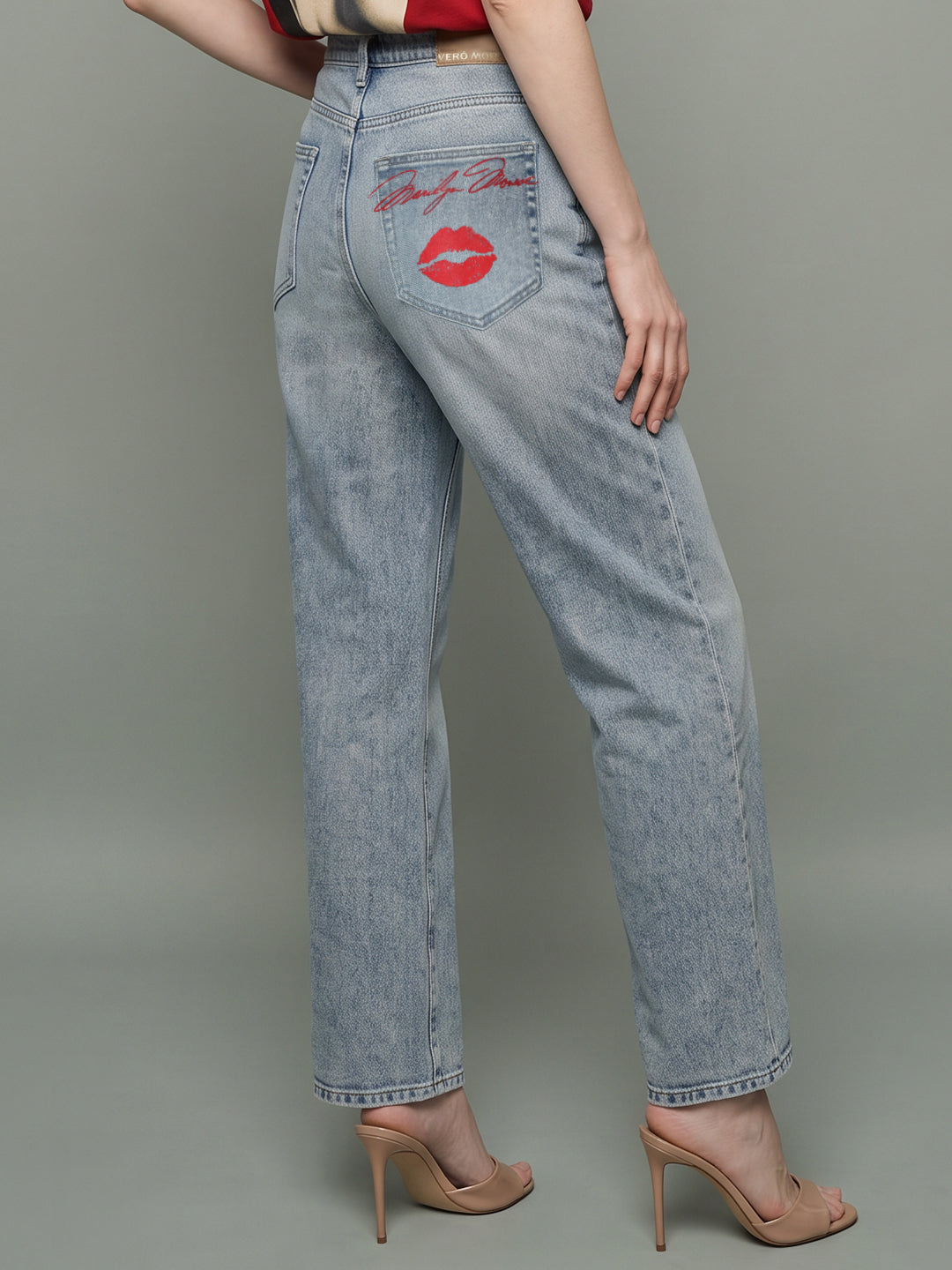 Mid Blue Faded Wide Leg Jeans