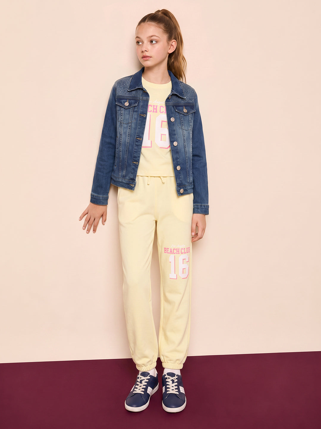 GIRLS Yellow Printed Jogger Pants