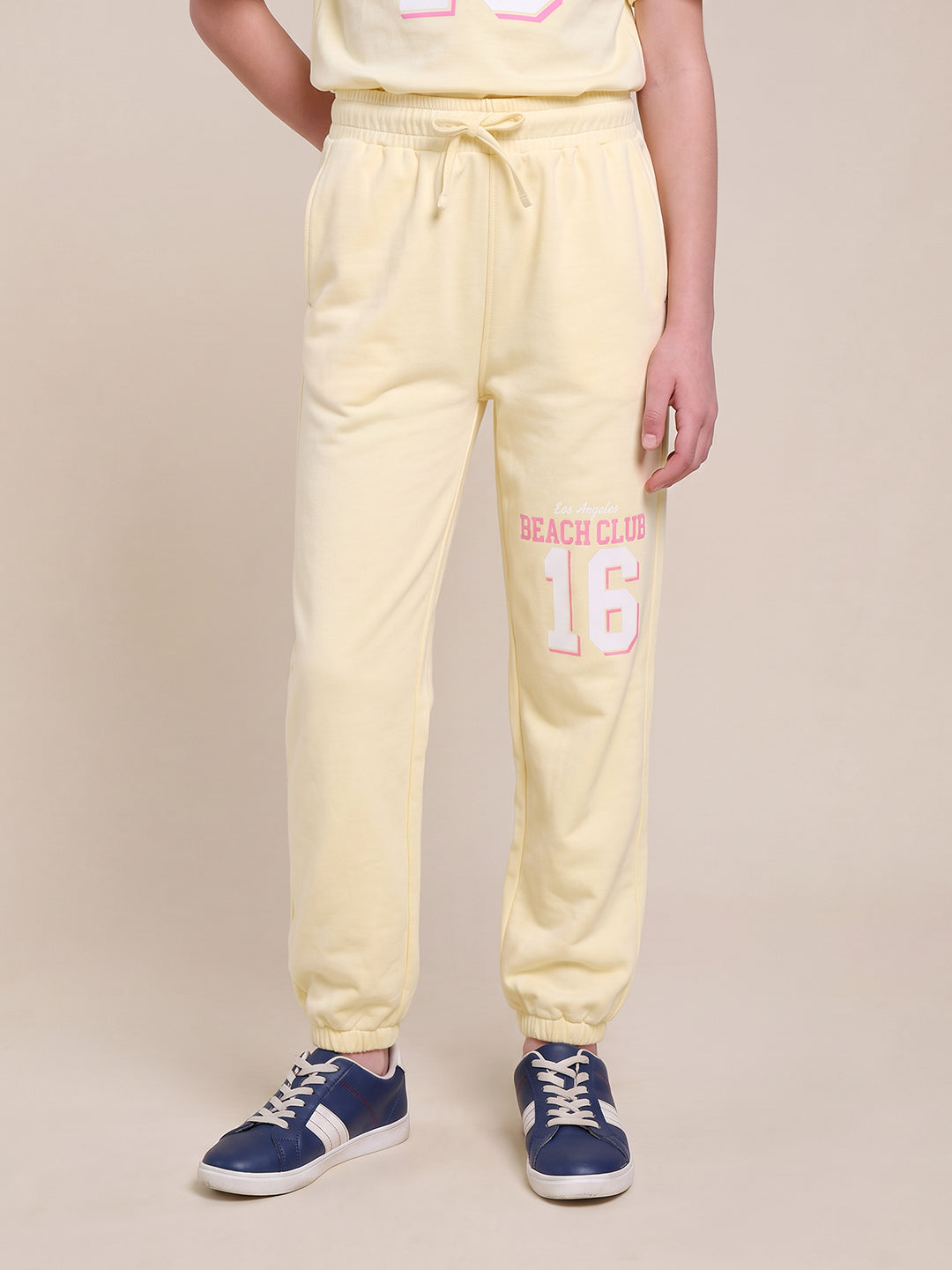 GIRLS Yellow Printed Jogger Pants