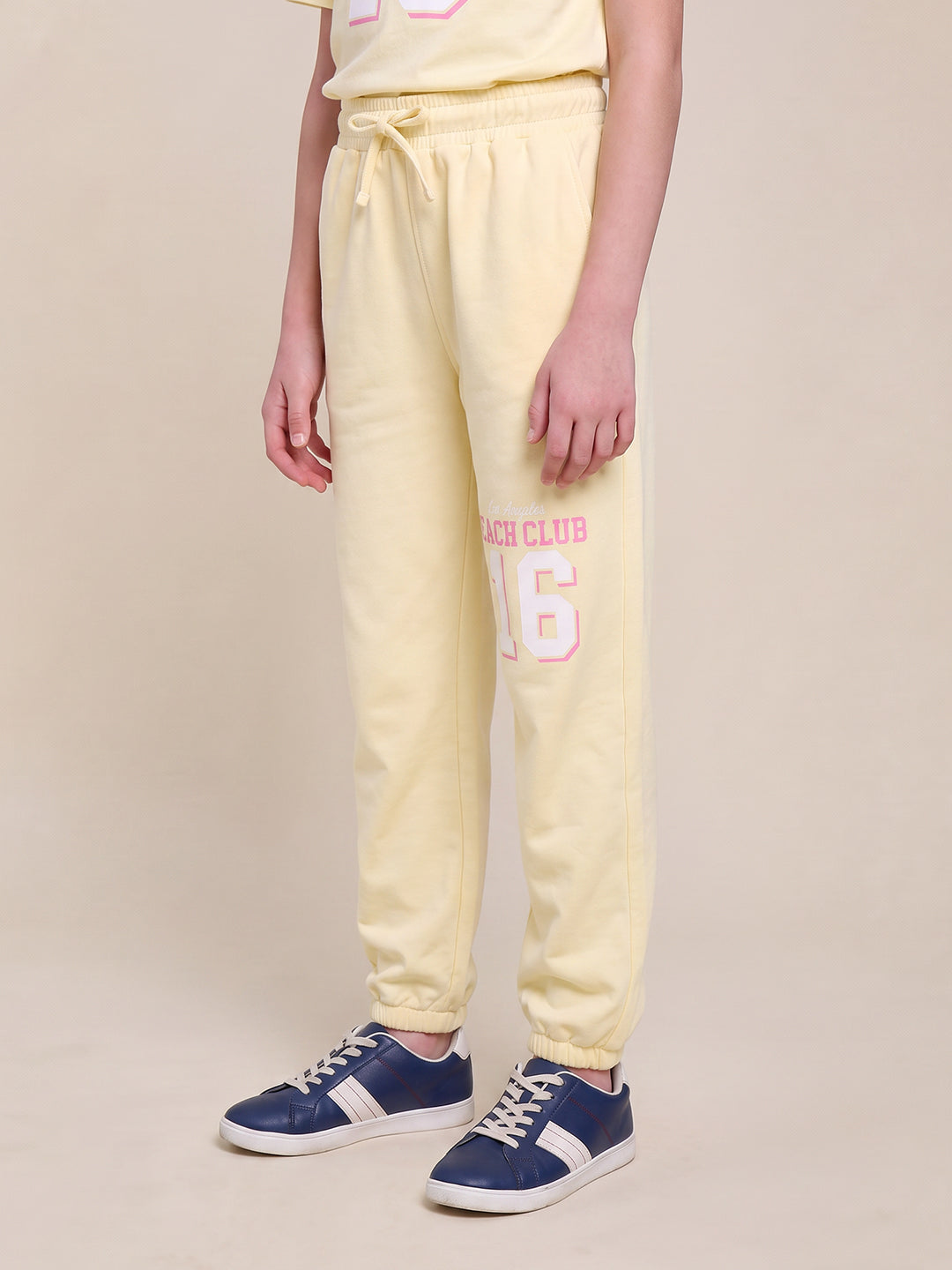 GIRLS Yellow Printed Jogger Pants